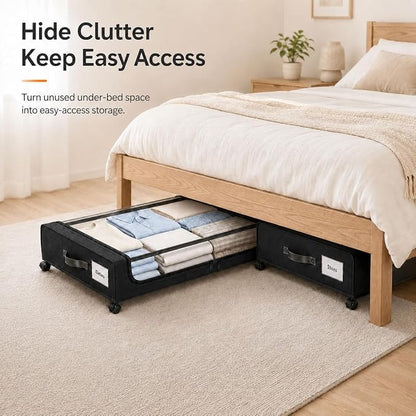 Camkey® Under Bed Storage with 360° Wheels, 60L Low-Profile Rolling Underbed - Image 2