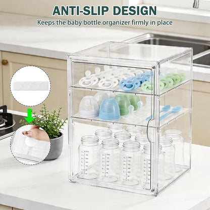 Baby Bottle Organizer, 3 Tiers Acrylic Bottle Storage Organizer Container - Image 4