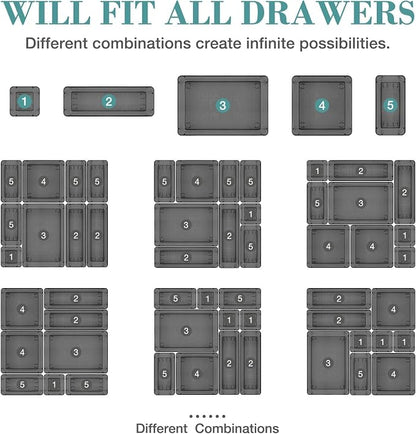 16 PCS Drawer Organizer Set, 5 Varied Size Bathroom and kitchen Drawer cabinet - Image 4
