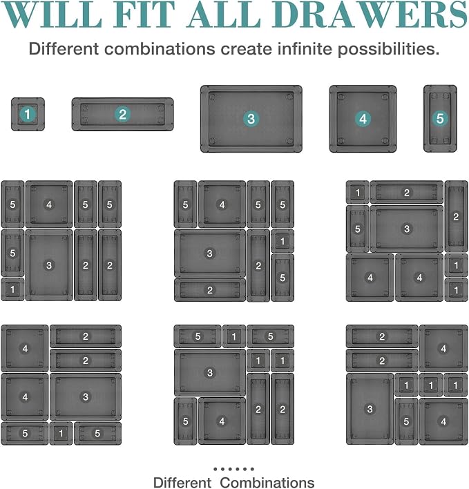 13 PCS Drawer Organizer Set, 5 Varied Size Bathroom and kitchen Drawer cabinet - Image 4
