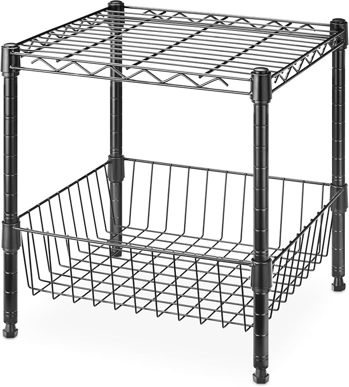Whitmor 2 Tier Metal Storage Shelves, Heavy Duty Shelf by Whitmor
