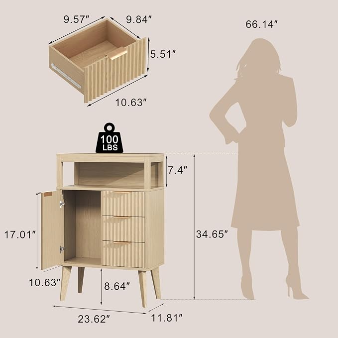 Natural Wood Bathroom Floor Cabinet - Image 3