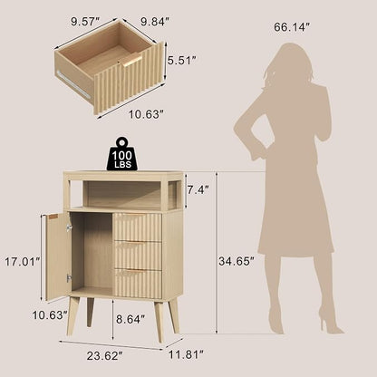 Natural Wood Bathroom Floor Cabinet - Image 3