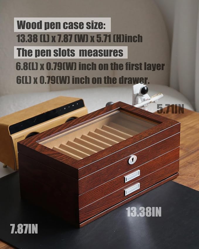 Wood Pen Display case 36 Slot Fountain Pen Box Storage Organizer - Image 4