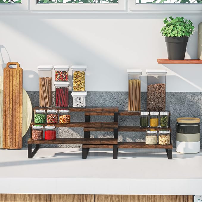 2 Pack 3 Tier Expandable Spice Rack OrganizerDisplay Riser Stand, Kitchen - Image 3