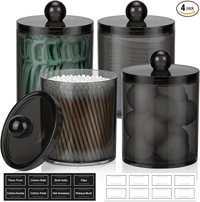 4 Pack Acrylic Qtip Holder Dispenser by AOZITA