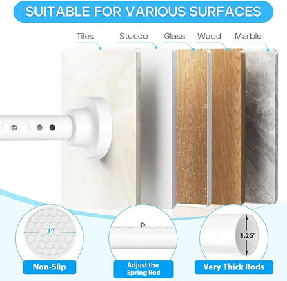 Tension Curtain Rod White Tension Rod 40 to 183 Inch Spring Curtain Rods Non - Image 3