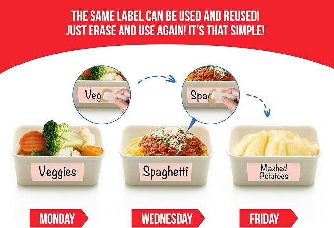 MESS Reusable Food Container Labels – Erasable, Removable Dry Erase Labels - Image 2