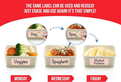 MESS Reusable Food Container Labels – Erasable, Removable Dry Erase Labels - Image 2