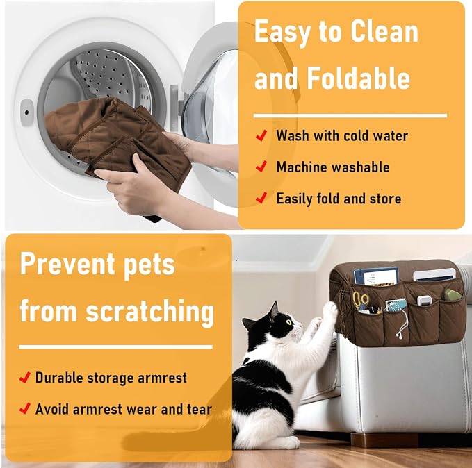 Armchair Caddy, Sofa Armrest Organizer, Non Slip Recliner Organizer, Remote - Image 5
