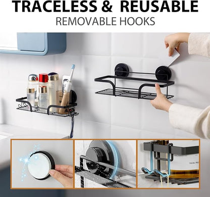 LEVERLOC Shower Caddy Suction Cup, 2 Pack Shower Shelves - Image 9