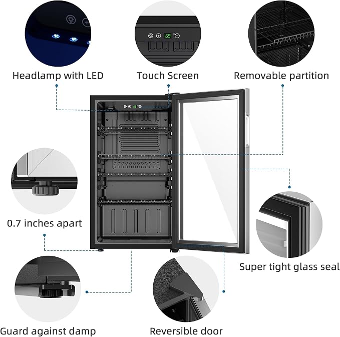 126 Can Freestanding Beverage Refrigerator, 3.2 Cu. Ft Drink Fridge - Image 2