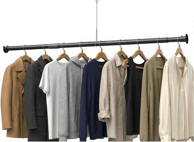 Heavy Duty Closet Rod 17-84 Inches, Adjustable, 1.1 Inches Diameter, Suitable by Unknown