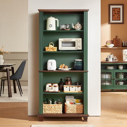 70" Tall Green Bookshelf, 5 Tier Wooden Book Shelf - Image 6