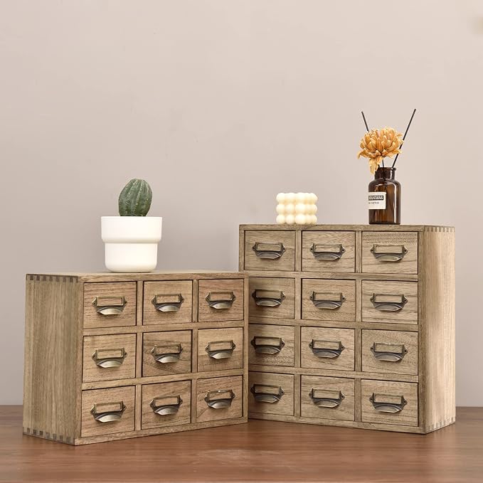 KIRIGEN Wooden Storage Cabinet, 12-Drawer Desktop Organizer, Tea Bags, Office - Image 9