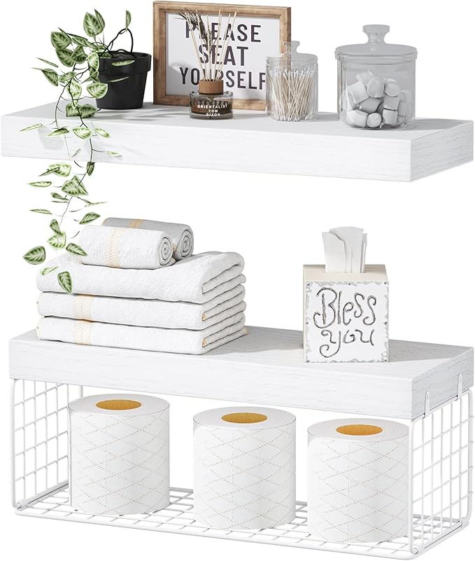 QEEIG White Bathroom Shelves Over Toilet by QEEIG