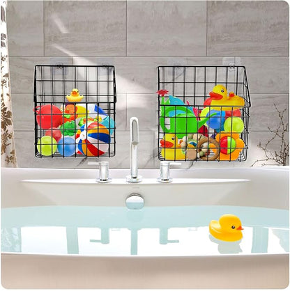Greentainer 2 Pack Bath Toy Storage Organizer, Large Rustproof Metal Wire Basket - Image 8
