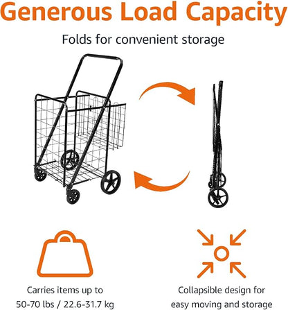 Amazon Basics Foldable Collapsible Shopping Utility Cart - Image 2