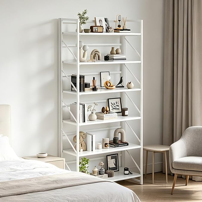 JSB 6 Tier No Assembly Folding Bookshelf, 30.7" Wide Foldable Storage Bookcase - Image 8