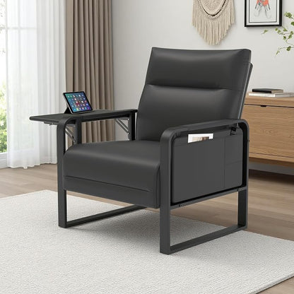 Upholstered Accent Sofa, Modern Faux Leather Chair - Image 9