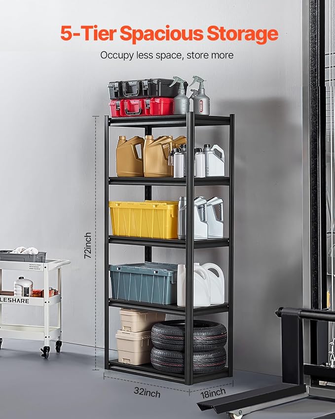 VEVOR Storage Shelves, 2000 lbs, 5 Tier Garage Storage Shelving - Image 3
