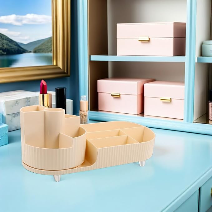 Rotating Makeup Organizer Set for Vanity – Large Capacity Cosmetic and Skincare - Image 6