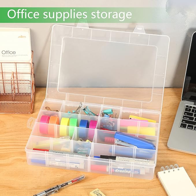 Gbivbe Large 24 Grids Plastic Organizer Box Adjustable Dividers, Art DIY Crafts - Image 7
