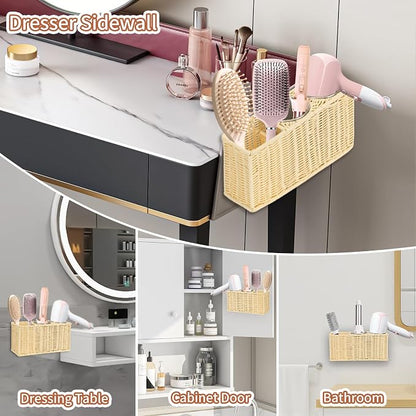 Hair Tool Organizer, Wall Mount Curling Iron Holder, Waterproof Wicker Hot - Image 7