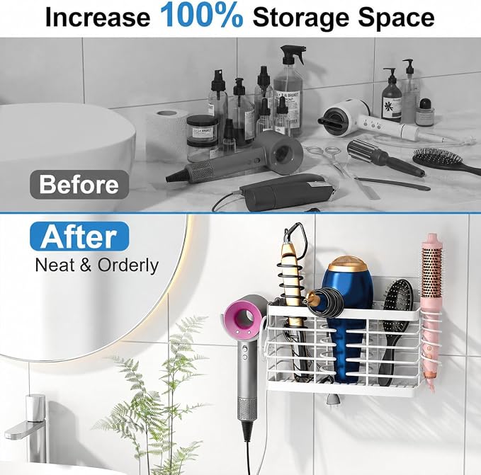 Sevenblue Hair Tool Organizer, 3-in-1 Universal Hair Dryer Holder, Adjustable - Image 3