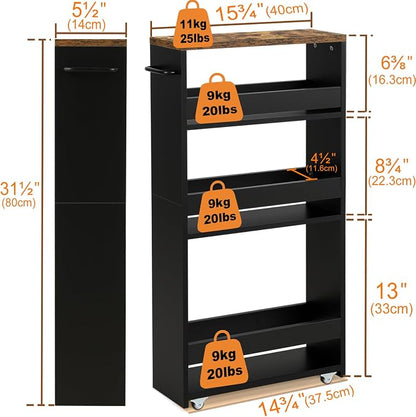 TEAMIX 4 Tier Slim Storage Cart - Image 5