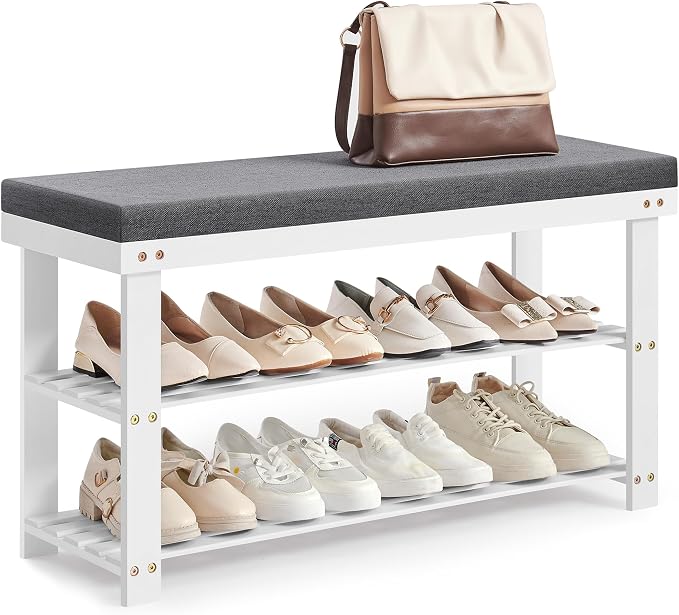 SONGMICS Bamboo Shoe Bench, 3-Tier Shoe Rack Organizer by Unknown