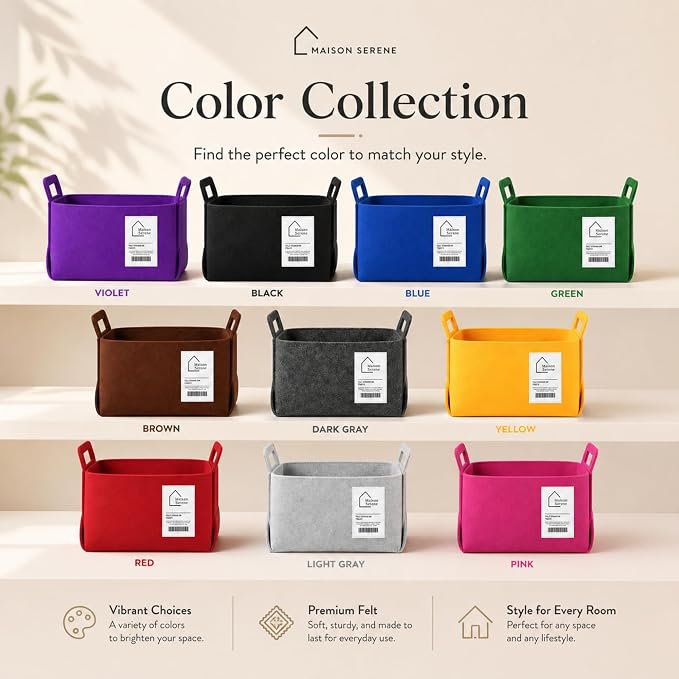 Collapsible Felt BROWN Storage Basket - Image 7