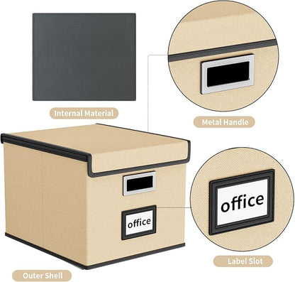 File Organizer Box with Lids, Collapsible File Folder Organizer | File Box with - Image 4