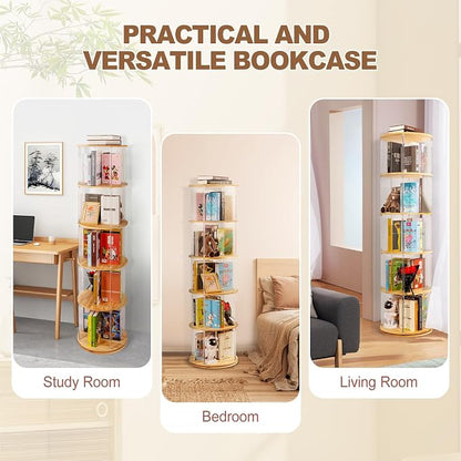 TAKEKIT 360° Rotating Bookshelf, 5-Tier Spinning Book Shelf Tower - Image 6