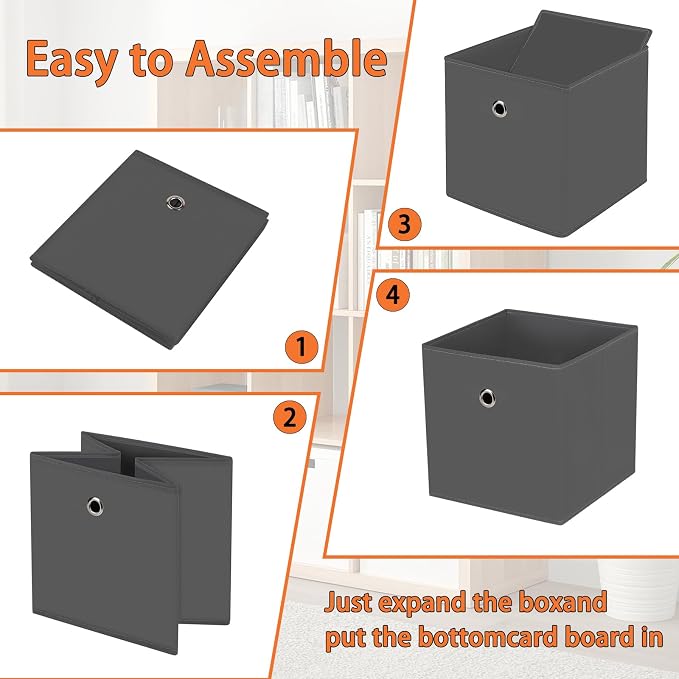 Foldable Storage Cubes Bins, 11 Inch Cloth Storage Cube Fabric Storage Box - Image 6