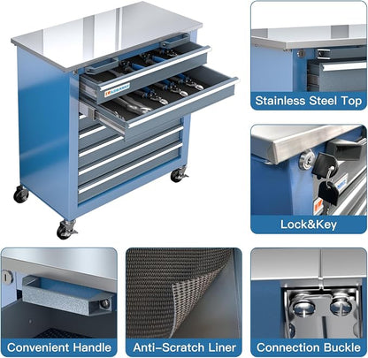 LARBANKE 20 Drawer Rolling Tool Chest Combo, Tool Cabinet - Image 7