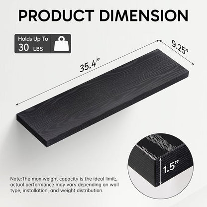 BAYKA Floating Shelves for Wall, 35.4 inches Long Wall Mounted Rustic Wood - Image 3