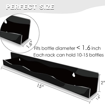 YMVV 15" Nail Polish Rack Wall Mounted Shelf, 6 Pack Black Acrylic Organizer - Image 3