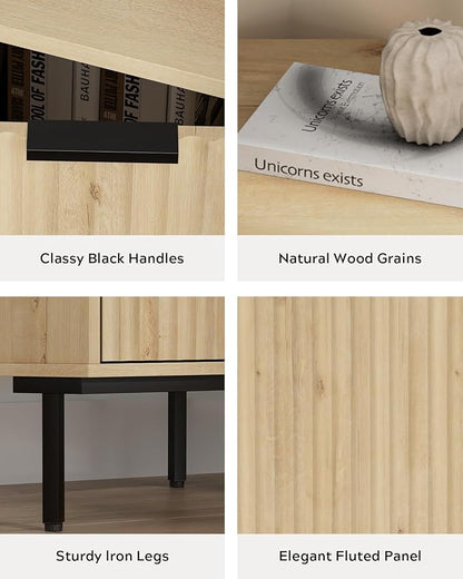 Fluted Corner Cabinet, Modern Small Corner Floor Cabinet - Image 4
