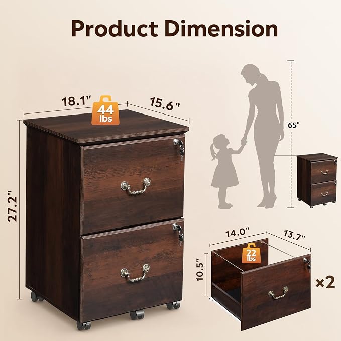 DEVAISE 2 Drawer File Cabinet, Small Office Furniture - Image 2