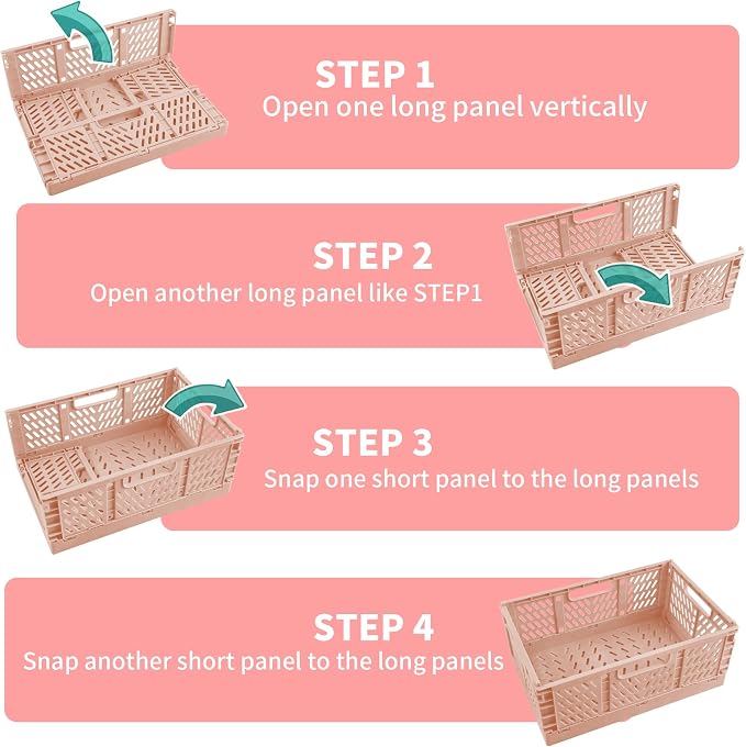 Domiella 2-Pack Crates for Storage, Storage Crates Plastic Stackable, Foldable - Image 4