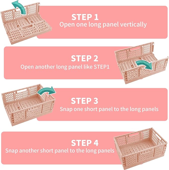 Domiella 2-Pack Crates for Storage, Storage Crates Plastic Stackable, Foldable - Image 4