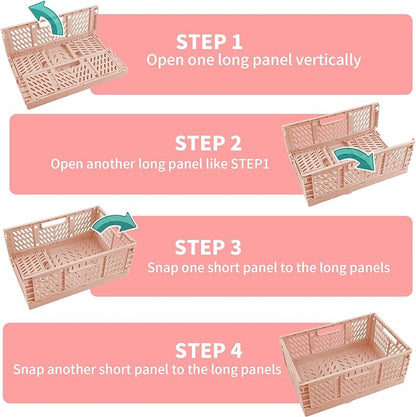 Domiella 2-Pack Crates for Storage, Storage Crates Plastic Stackable, Foldable - Image 4