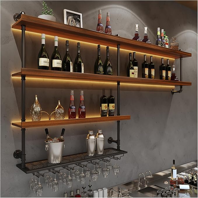 Solid Wood Wall Mounted Wine Rack, Large Wine Rack by Unknown