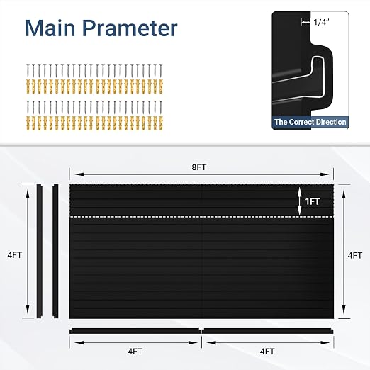 Slatwall Panel 8 FT x 4 FT, Interlocking Slat Wall Paneling, Wall Mounted PVC - Image 2