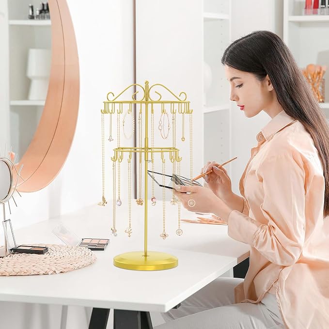 iDavosic.ly 2 Tier Rotating Necklace Holder Organizer - Image 6