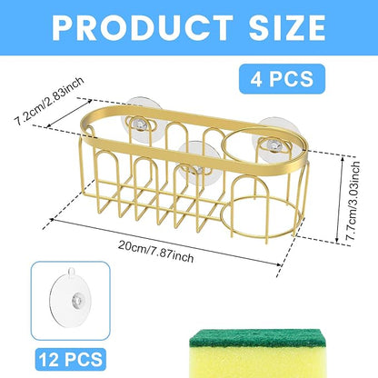 4 Pcs Sponge Holder Stainless Steel Kitchen Sink Caddy - Image 2