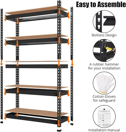 Takywep Heavy Duty Storage Shelves 48" x 24" x 72", 5 Tier Durable Metal - Image 6