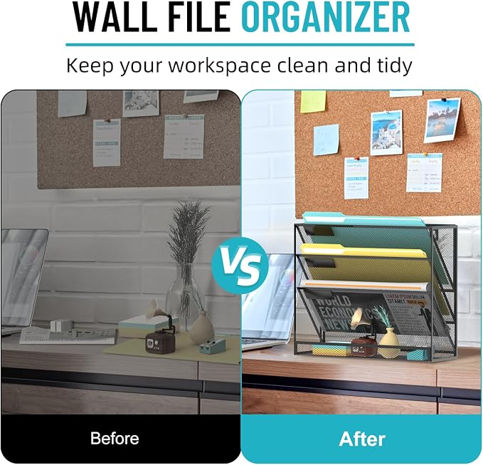 SUPEASY Wall File Organizer Mesh Office Mail Holder, Hanging Wall Organizer - Image 7