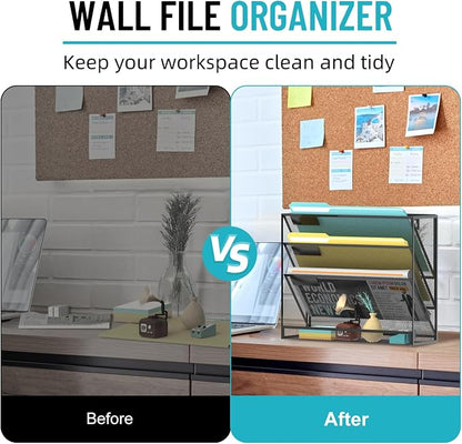 SUPEASY Wall File Organizer Mesh Office Mail Holder, Hanging Wall Organizer - Image 7